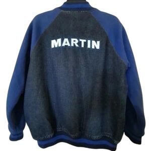 Vintage NASCAR Mark Martin #6 Denim Jacket Youth L Racing Team Caliber Bomber